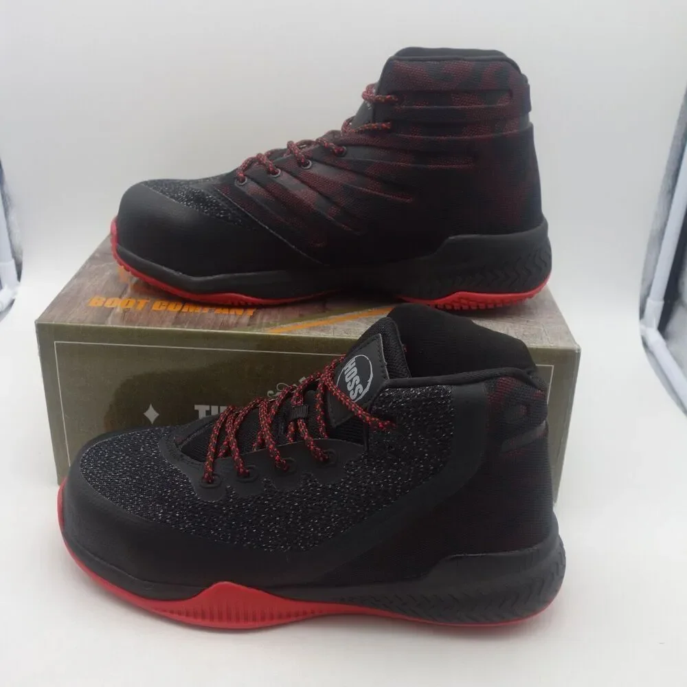 NEW Hoss Boots Rim Fly Black Red High Top Composite Toe Slip Resistant Men's 8.5